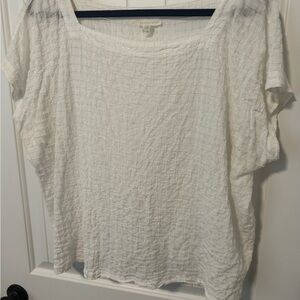 Eileen Fisher White Textured Blouse